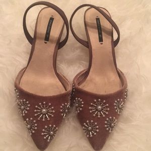 Zara embellished sling back shoes